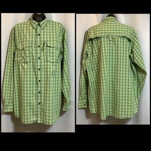 Red Head Shirt Men’s Size XLT Button Down Gorpcore Green White Plaid